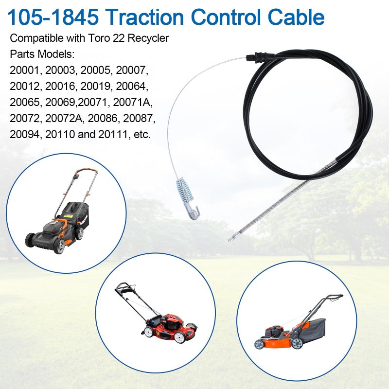 BZTT 105-1845 استبدال Toro 22 بوصة كابل محرك إعادة التدوير Toro أجزاء محرك العجلات الأمامية كابل محرك جزازة العشب لأجزاء جزازة العشب ذاتية الدفع من Toro - Image 3
